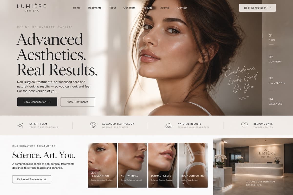 Med spa website design